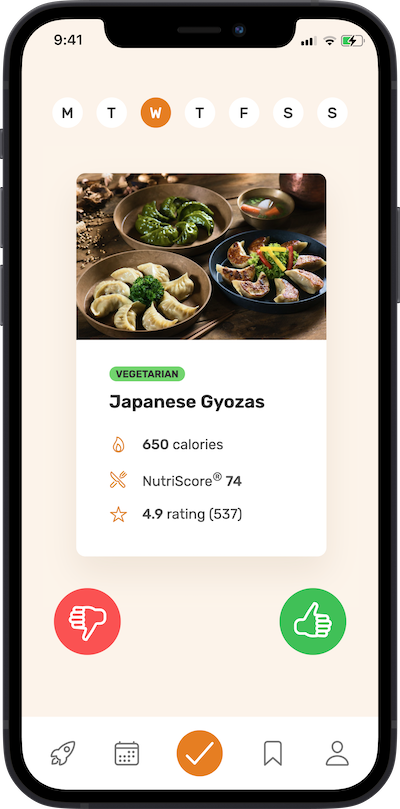iPhone app meal improving plan screen